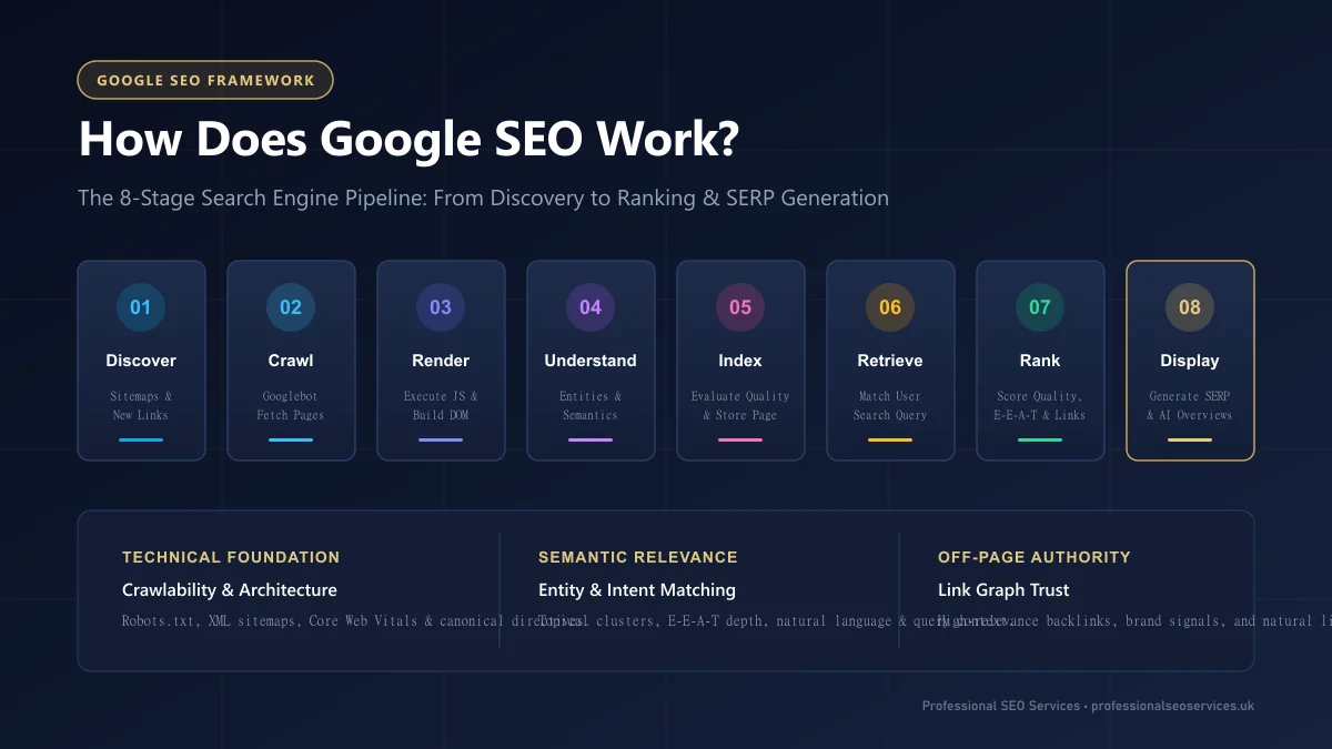 How Does Google SEO Work? Complete search engine optimization pipeline from crawling to ranking