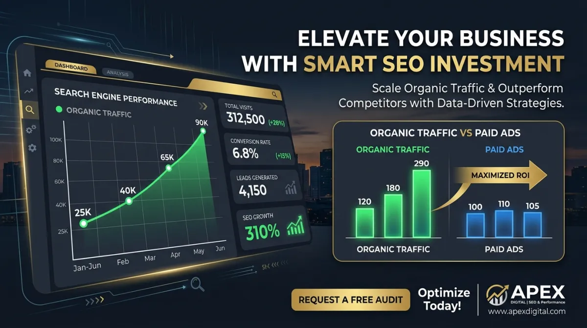 Is SEO worth the investment comparison chart showing organic search ROI and business growth metrics