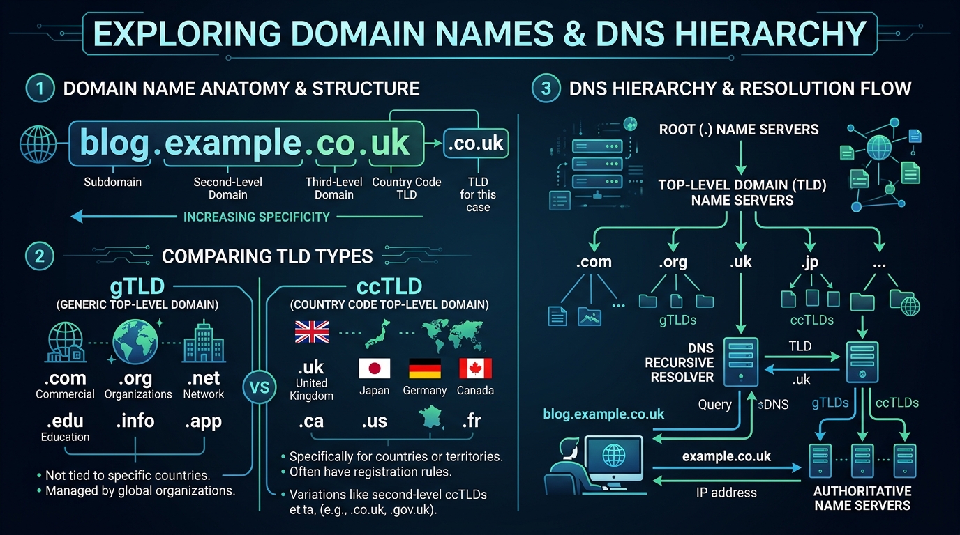 Exploring Domain Names and DNS Hierarchy TLD vs ccTLD Architecture