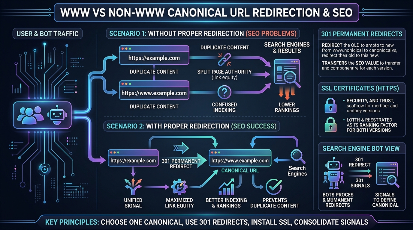 WWW vs Non-WWW Canonical URL Redirection and SEO Impact